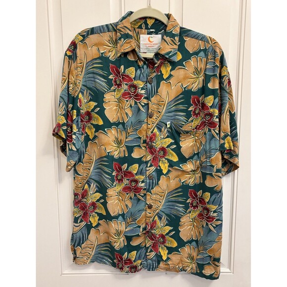 Pineapple Moon Men’s Hawaiian Shirt Medium Rayon Vintage 1077 - Picture 1 of 8